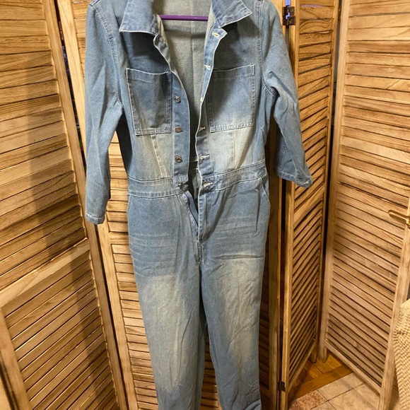 SHEIN Button front denim jumpsuit - Picture 13 of 16